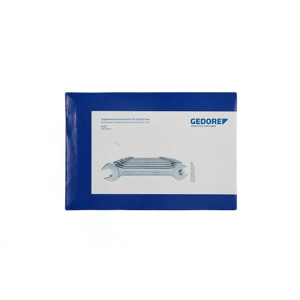 Gedore Wrnch Set, Double Open End, 10 pcs., 6-27mm - 6-10