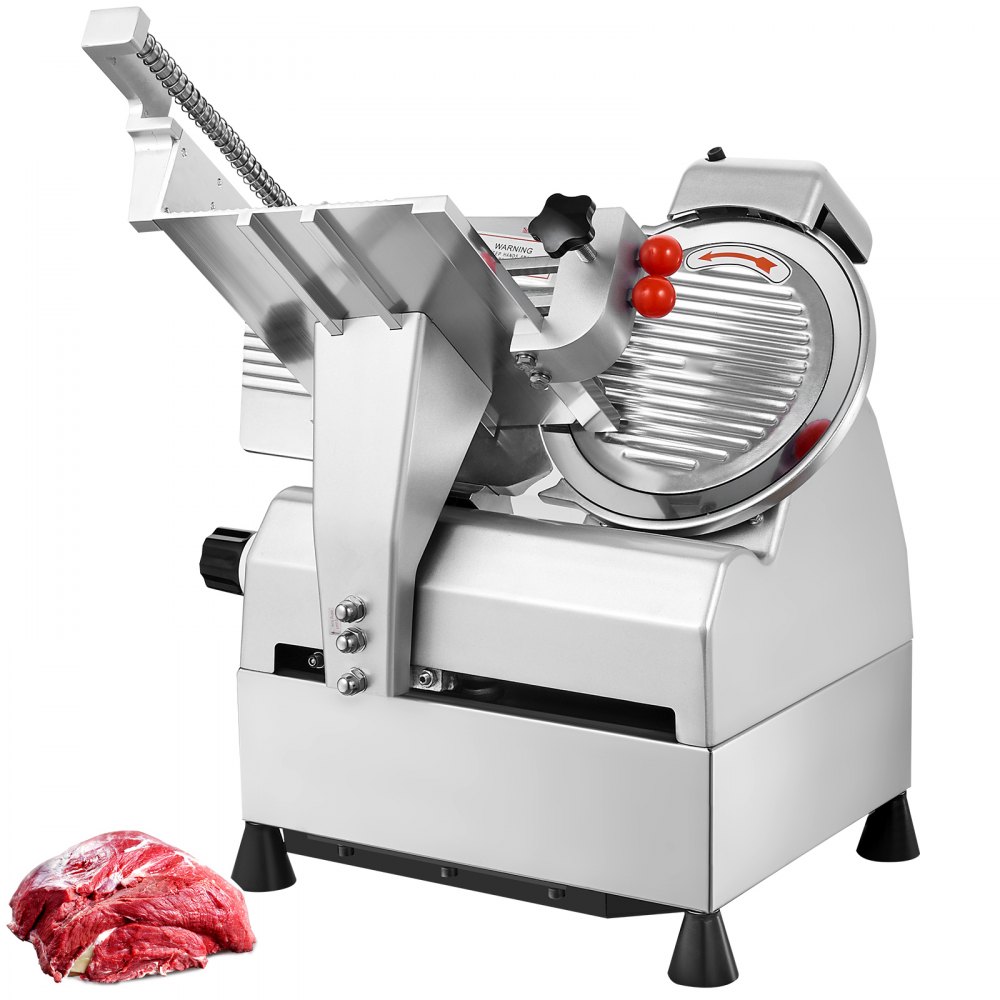 VEVOR Automatic Meat Slicer, 540W Deli Slicer, 2 PCS 10" Stainless Steel Removable Blade, 0-15mm Adjustable Thickness, Child Lock Protection, Food Slicer Machine for Meat Cheese Bread for Home Use - QZDQPJ550W10IEF8OV1