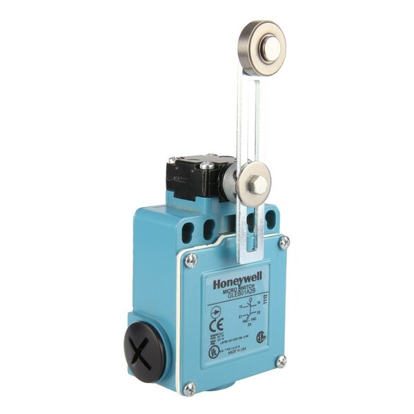 Interruptor de acción rápida/limite, Spdt, Momentáneo, 0.55A, 125Vdc, Terminal de tornillo, Rodillo giratorio lateral desplazado - GLEA01A5A