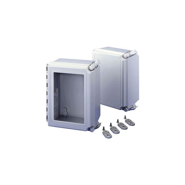 Nvent Hoffman Fiberglass Electrical Enclosures, 8 in H, 4 in D, 6 in W, NEMA 4X, Hinged - A864CHSCFG