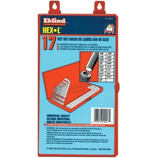Eklind Eklind Tool 269-10217 17 Piece Long Series Hex-L Key Set In Metal Box - 269-10217