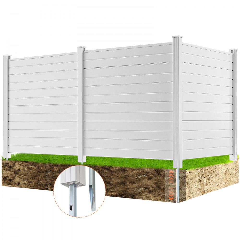 VEVOR Outdoor Privacy Screens, 50" W x 50" H Air Conditioner Fence, Pool Equipment Enclosure, Horizontal Vinyl Privacy Fence, Perfect to Enclose Trash Can and A/C Units (3-Panel) - PVCYSWLMB50XB5AZ1V0