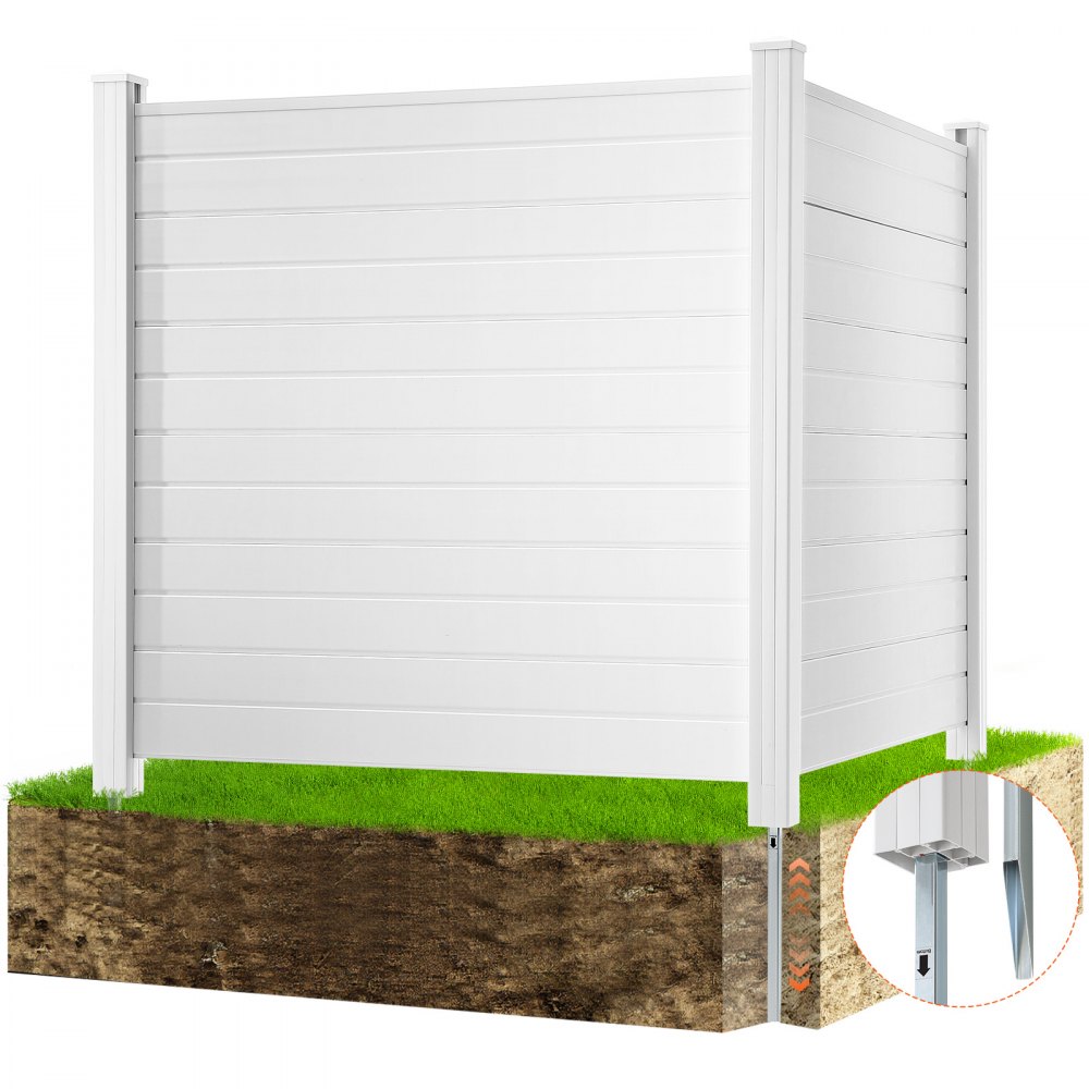 VEVOR Outdoor Privacy Screens, 50" W x 50" H Air Conditioner Fence, Pool Equipment Enclosure, Horizontal Vinyl Privacy Fence, Perfect to Enclose Trash Can and A/C Units (2-Panel) - PVCYSWLMB50XESPXHV0
