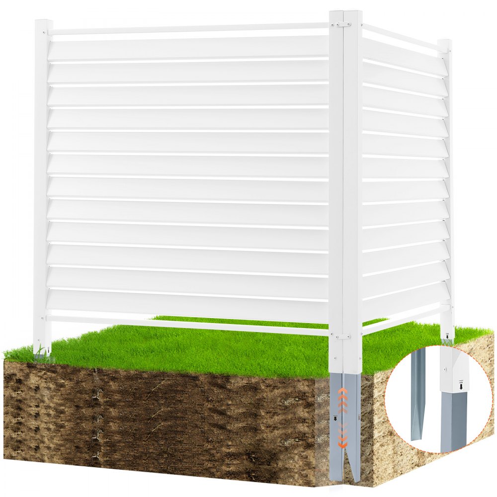 VEVOR 48" W x 48" H Vinyl Privacy Fence Panels, Air Conditioner Fence, Outdoor Privacy Screens for Trash Can, Pool Equipment Enclosure, Privacy Screen Kit Louvered Panels (2 Panels) - PVCYSWLMB48X1YA2SV0
