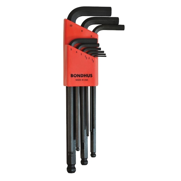 Bondhus Metric Long Ball End L-Wrenches - 9 Piece - BHS-10999