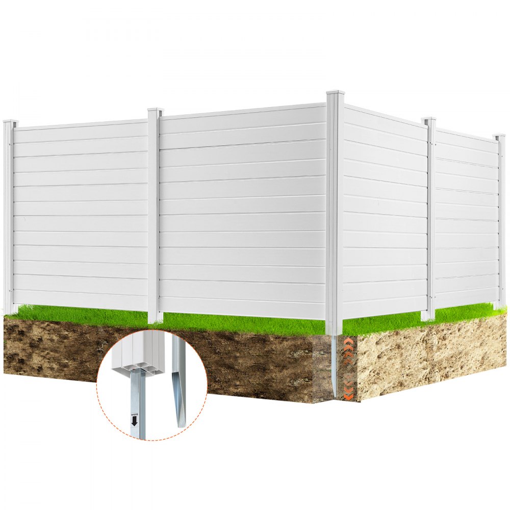 VEVOR Outdoor Privacy Screens, 50" W x 50" H Air Conditioner Fence, Pool Equipment Enclosure, Horizontal Vinyl Privacy Fence, Perfect to Enclose Trash Can and A/C Units (4-Panel) - PVCYSWLMB50XGXYIGV0
