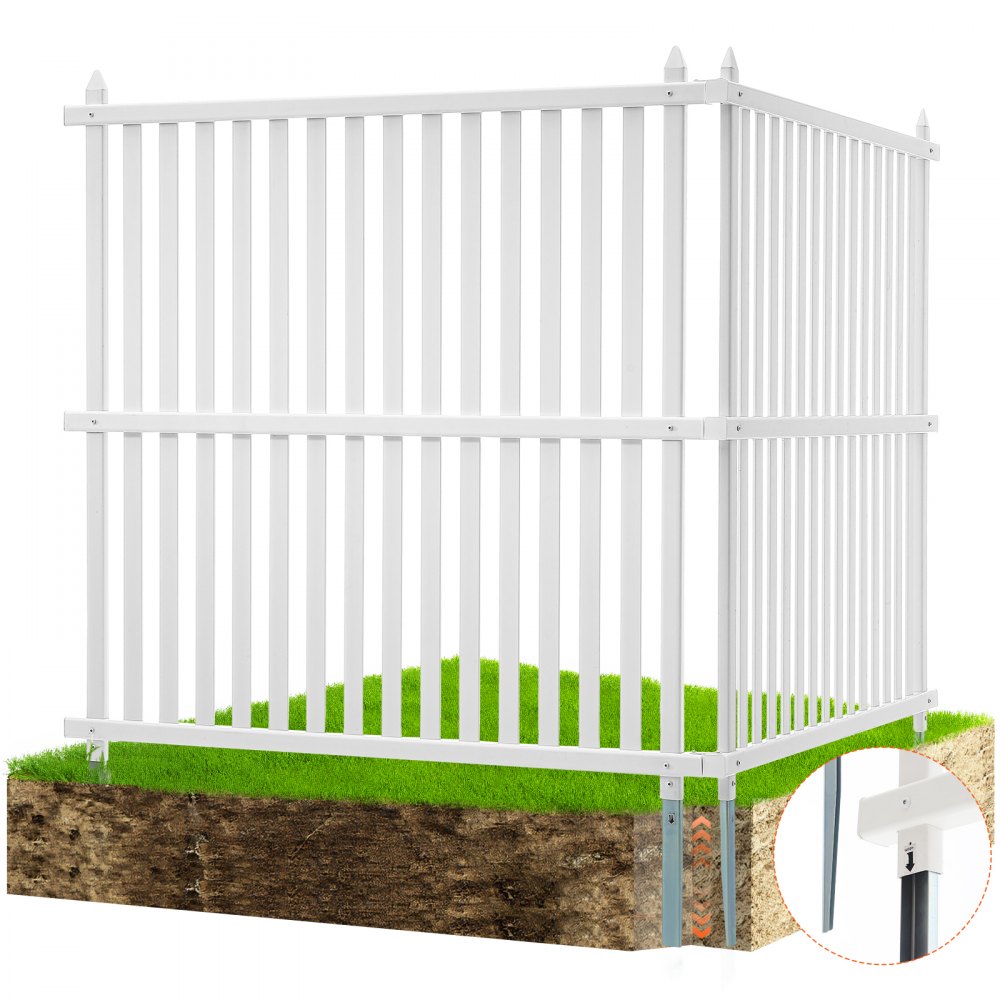 VEVOR 48" W x 48" H Vinyl Privacy Fence Panels, Air Conditioner Fence, Outdoor Privacy Screens for Trash Can, Pool Equipment Enclosure, Privacy Screen Kit Strip Panels (2 Panels) - PVCYSWLMB48X9JS2HV0