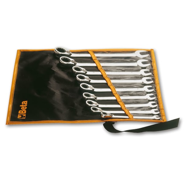 Beta 142 Series, Set of 9 12-Point Reversible Ratcheting Combination Wrenches, Metric 8mm-19mm - 001420069