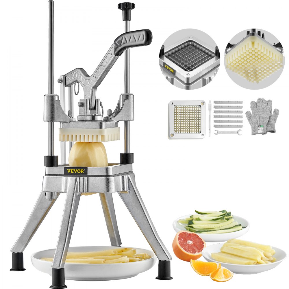 VEVOR Commercial Vegetable Fruit Chopper 1/4" Blade Heavy Duty Professional Food Dicer Kattex French Fry Cutter Onion Slicer Stainless Steel for Tomato Peppers Potato Mushroom - G214INCH420J2NKA9V0