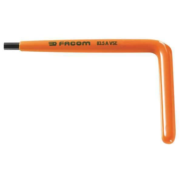 Facom Metric Plain Hex Key, 5 mm Tip Size, 4 59/64 in Long, 3 11/32 in Short - FM-83.5AVSE