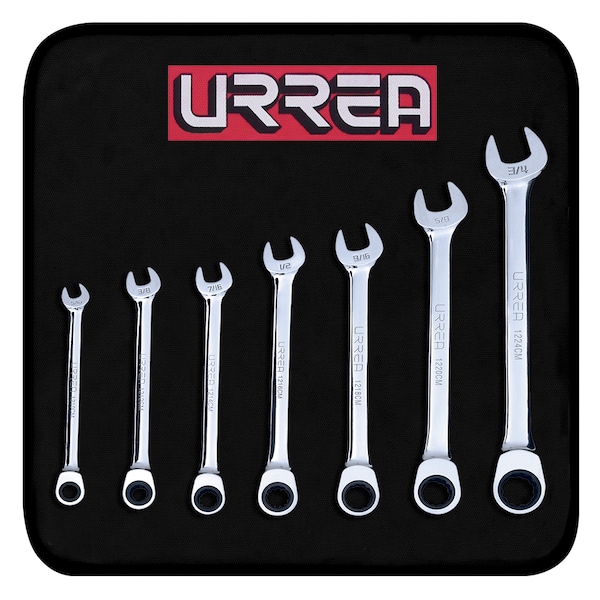 Urrea Combination Ratcheting Wrenches (Set of 7 pieces) inches. - 1200CM