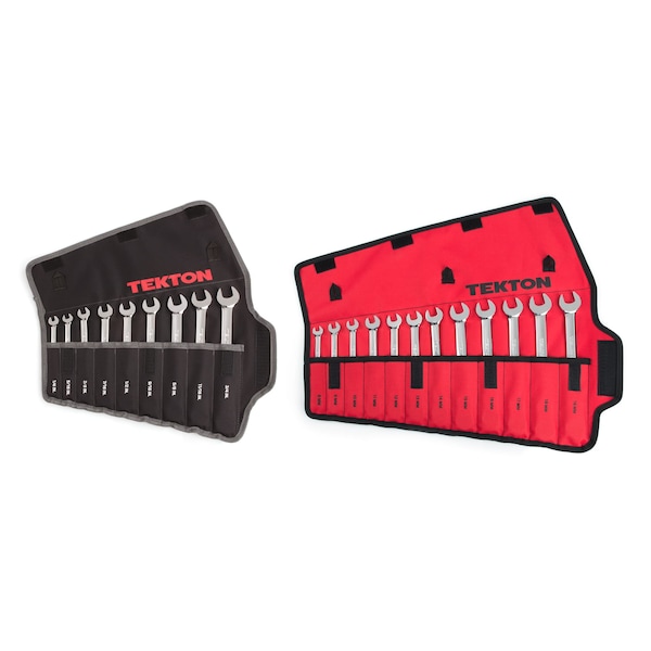 Tekton Ratcheting Combination Wrench Set, 21-Piece (1/4-3/4", 8-19mm) - Pouch - WRN53361