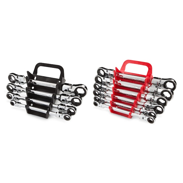 Tekton Flex Ratcheting Box End Wrench Set, 10-Piece (5/16-3/4", 8-19mm) - Holder - WRN76321
