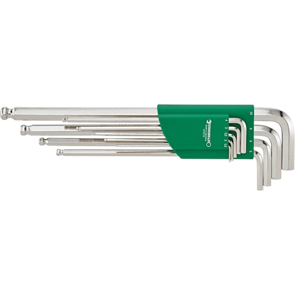 Stahlwille Tools BALL ENDED HEXAGON KEY WRENCH SET, LONG, 9 PCS IN HOLDER, 1.5, 2, 2, 5, 3, 4, 5, 6, 8, 10mm - 10767/9
