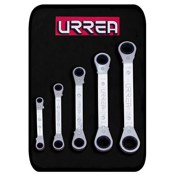 Urrea 12-Point Flat Ratcheting Box-End Wrenches (Set of 5 pieces) metric. - 1190M