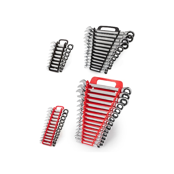 Tekton Stubby and Standard Length Ratcheting Wrench Set, 48-Piece (1/4-1", 8-22mm) - Holder - WRN53622