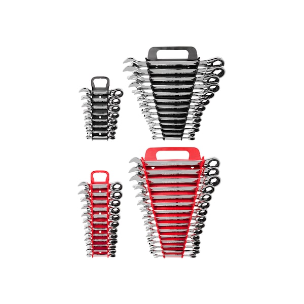 Tekton Stubby and Standard Length Ratcheting Wrench Set, 48-Piece (1/4-1", 8-22mm) - Holder - WRN53622