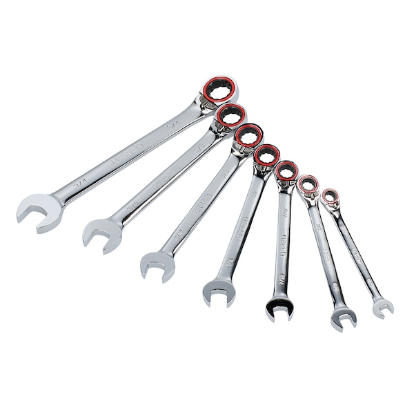 Urrea 12-Pt reversible combination ratcheting wrench (set of 7 pieces) inch. - 12MR7