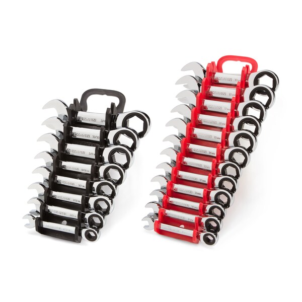 Tekton Stubby Ratcheting Combination Wrench Set, 20-Piece (5/16-3/4", 8-19mm) - Holder - WRN50321