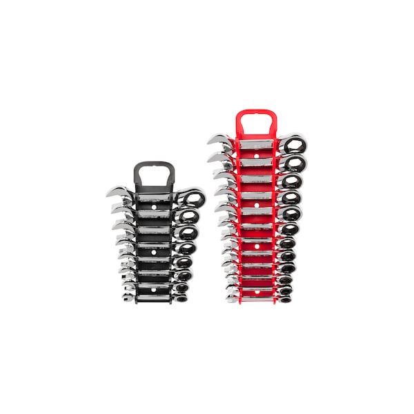 Tekton Stubby Ratcheting Combination Wrench Set, 20-Piece (5/16-3/4", 8-19mm) - Holder - WRN50321