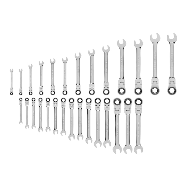 Tekton Flex Ratcheting Combination Wrench Set, 28-Piece (1/4-1", 8-22mm) - WRN57302