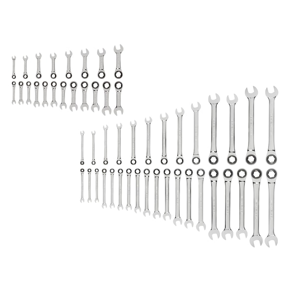 Tekton Stubby and Standard Length Ratcheting Wrench Set, 52-Piece (1/4 - 1", 6-24mm) - WRN53602