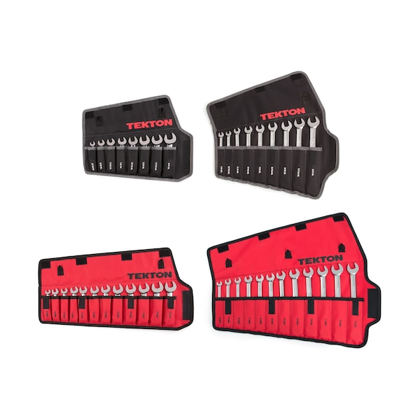 Tekton Stubby and Standard Length Ratcheting Wrench Set, 41-Piece (1/4-3/4", 8-19mm) - Pouch - WRN53661