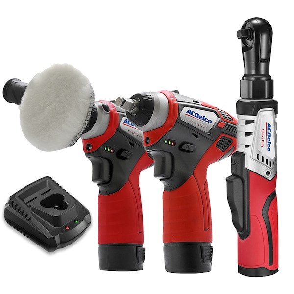Acdelco G12 K13 Combo, 3/8" BLDC Ratchet & Impact Wrench, 3" Polisher - ARW12103-K13