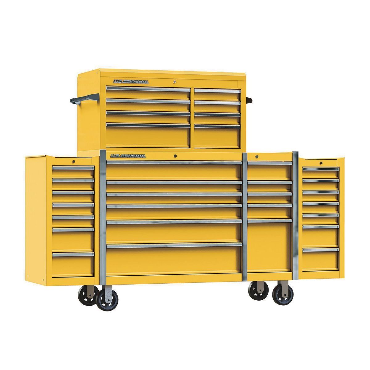 Gabinete de rodillos de doble banco de 56 pulgadas x 22 pulgadas, color amarillo - 56112