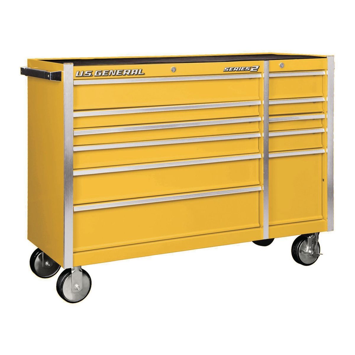 Gabinete de rodillos de doble banco de 56 pulgadas x 22 pulgadas, color amarillo - 56112