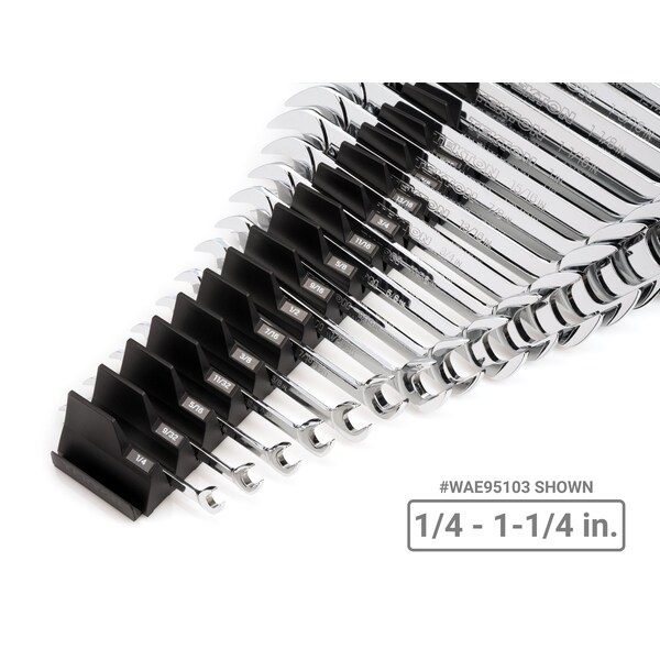 Tekton Angle Head Open End Wrench Set w/Modular Slotted Organizer, 11-Piece 3/8 - 1 in. - WAE95102
