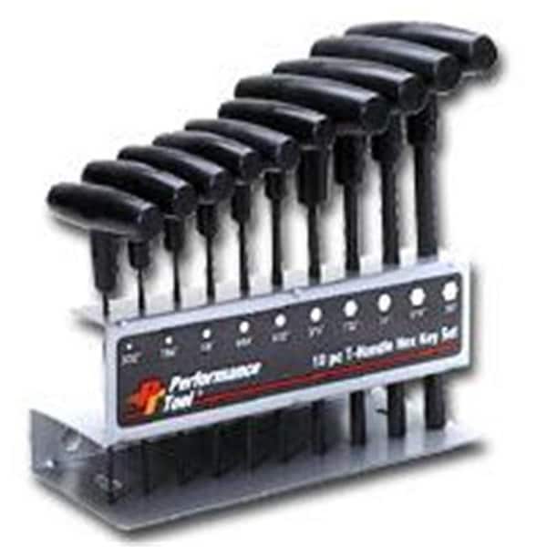 Performance Tool Wilmar WLMW80275 10 Piece Metric T-Handle Hex Key Set - WLMW80275