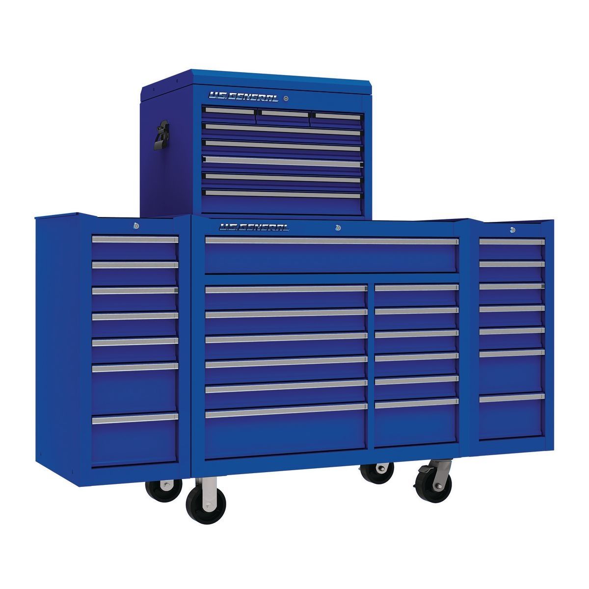 Gabinete rodante de doble banco de 44 pulgadas por 22 pulgadas de General U.S., color azul - 64446