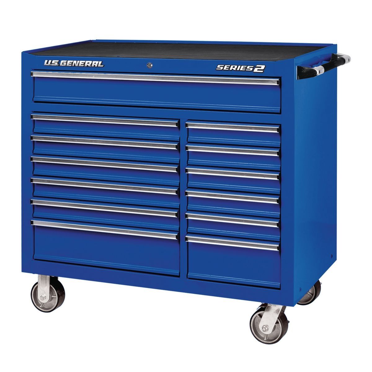 Gabinete rodante de doble banco de 44 pulgadas por 22 pulgadas de General U.S., color azul - 64446