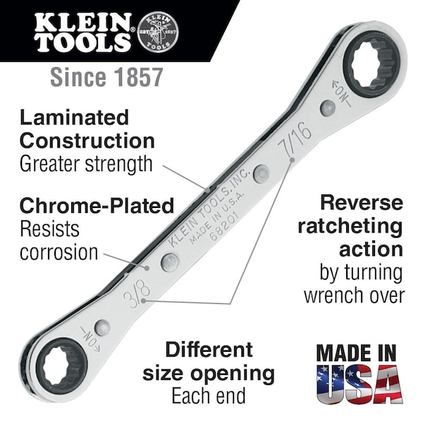 Klein Tools Ratcheting Box Wrench 5/8 x 3/4-Inch - 68204