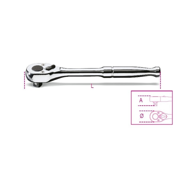 Beta 910M/55 3/8 in Drive Reversible Ratchet, Metal Handle - 009100875
