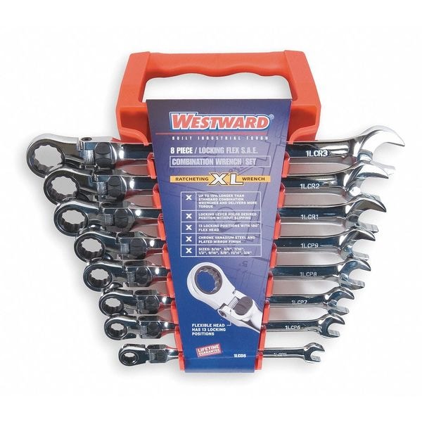 Westward Ratcheting Wrench Set, Pieces 8 - 1LCD6
