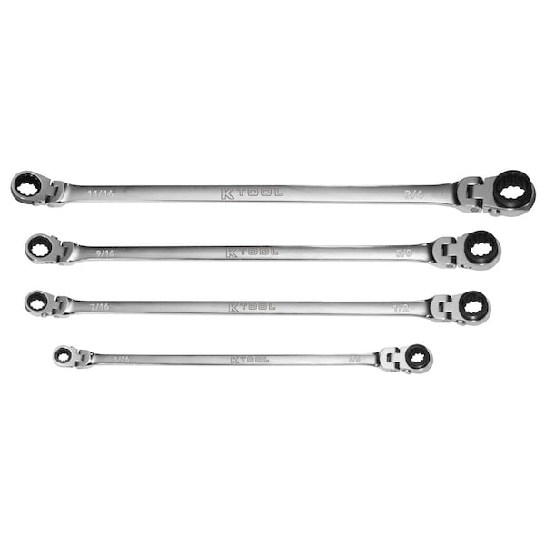 K-Tool International 4 Pc. Sae Double Box Univ Spline 90 Tooth Rev Rat W - KTIXDRF7