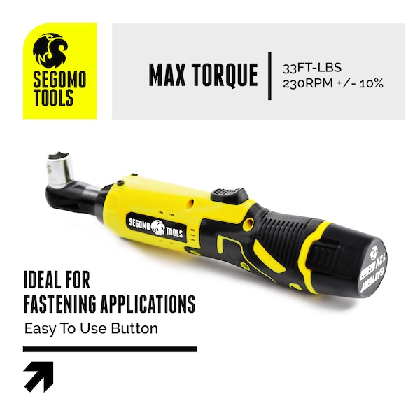 Segomo Tools 3/8" Drive 33 Ft-lbs 230 RPM 12V Cordless Electric Ratchet Wrench Set - ET200320