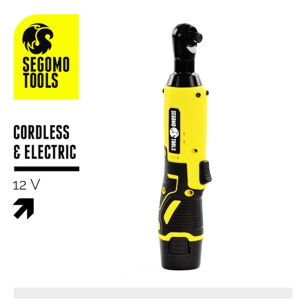 Segomo Tools 3/8" Drive 33 Ft-lbs 230 RPM 12V Cordless Electric Ratchet Wrench Set - ET200320