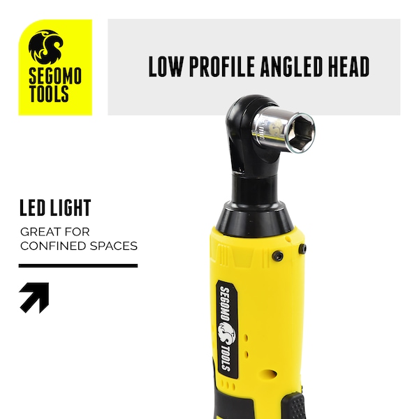 Segomo Tools 3/8" Drive 33 Ft-lbs 230 RPM 12V Cordless Electric Ratchet Wrench Set - ET200320