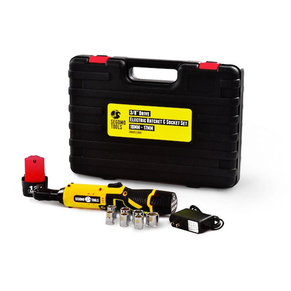 Segomo Tools 3/8" Drive 33 Ft-lbs 230 RPM 12V Cordless Electric Ratchet Wrench Set - ET200320
