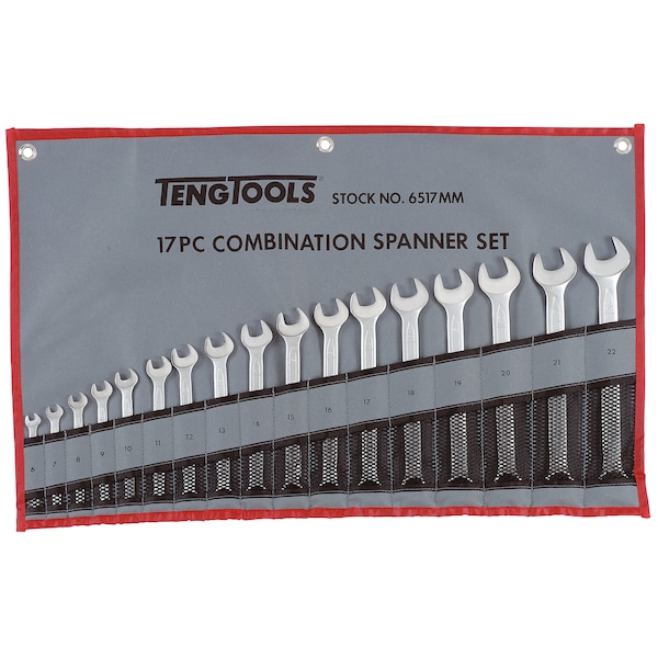 Teng Tools 6517MM - 17 Piece Metric Combination Spanner Set 6-22mm - 6517MM
