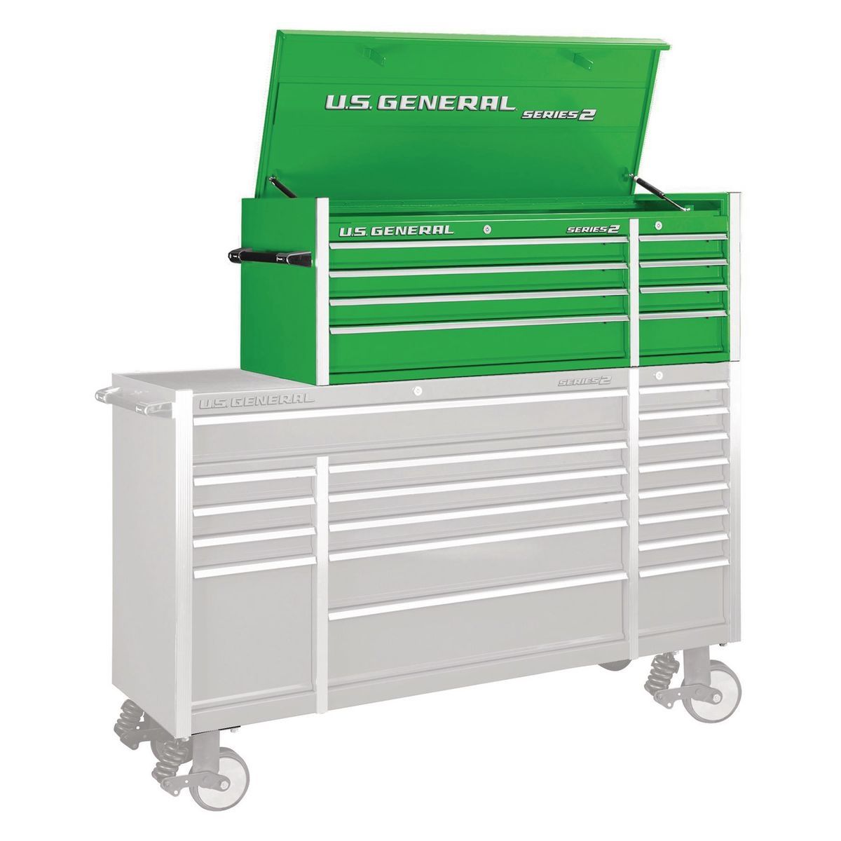 Gabinete superior de doble banco de 56 pulgadas del General 56 de EE. UU., verde - 56113.