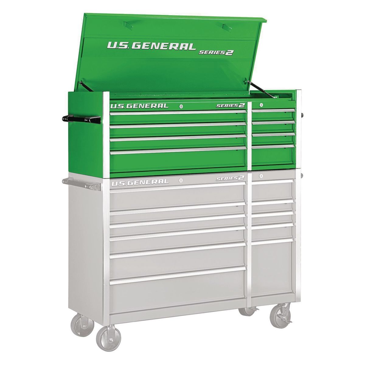 Gabinete superior de doble banco de 56 pulgadas del General 56 de EE. UU., verde - 56113.
