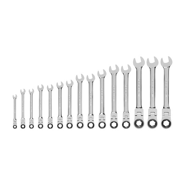Tekton Flex Ratcheting Combination Wrench Set, 15-Piece (8-22mm) - WRN57161