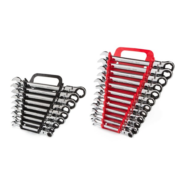 Tekton Flex Ratcheting Combination Wrench Set, 21-Piece (1/4-3/4", 8-19mm) - Holder - WRN57321