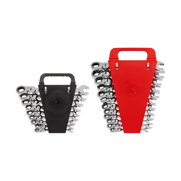 Tekton Flex Ratcheting Combination Wrench Set, 21-Piece (1/4-3/4", 8-19mm) - Holder - WRN57321