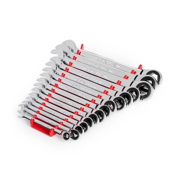 Tekton Ratcheting Combination Wrench Set, 15-Piece (8-22mm) - Rack - WRN53191
