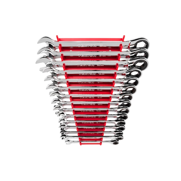 Tekton Ratcheting Combination Wrench Set, 15-Piece (8-22mm) - Rack - WRN53191